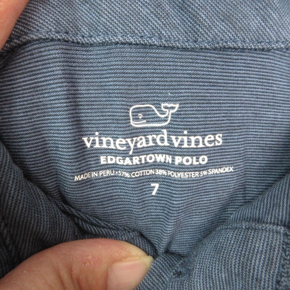 Vineyard Vines Polo Shirt Boys 7 Blue Edgartown Short Sleeve Stretch Performance - Picture 5 of 10